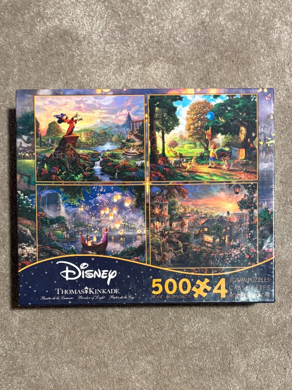 Disney Thomas Kinkade 4 in 1 Jigsaw Puzzle NIB Rare Discontinued Edition